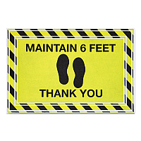 Apache Mills Message Floor Mats, 24 x 36, Black/Yellow, "Maintain 6 Feet Thank You" (APH3984528782X3)