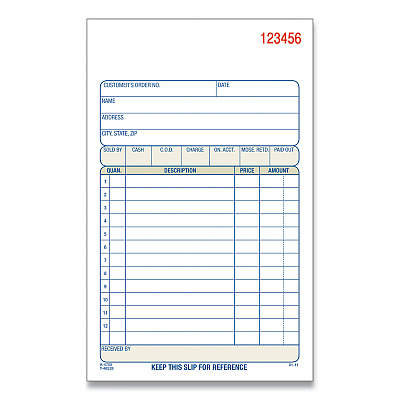 Adams 2-Part Sales Book, 12 Lines, Two-Part Carbonless, 4.19 x 7.19, 50 Forms/Pad, 10 Pads/Box (ABFDC470510)