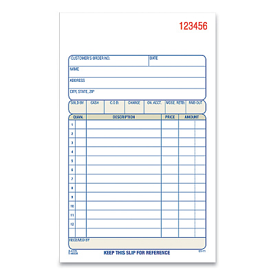 Adams 3-Part Sales Book, 12 Lines, Three-Part Carbonless, 4.19 x 7.19, 50 Forms/Pad, 10 Pads/Carton (ABFTC470510)