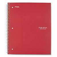 Five Star Wirebound Notebook with Eight Pockets, 5-Subject, Wide/Legal Rule, Randomly Assorted Cover Color, (200) 10.5 x 8 Sheets (MEA51016)