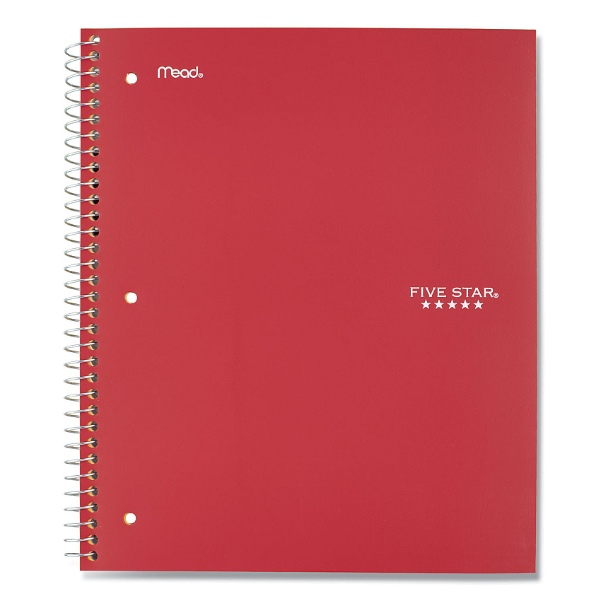 Five Star Wirebound Notebook with Eight Pockets, 5-Subject, Wide/Legal Rule, Randomly Assorted Cover Color, (200) 10.5 x 8 Sheets (MEA51016)