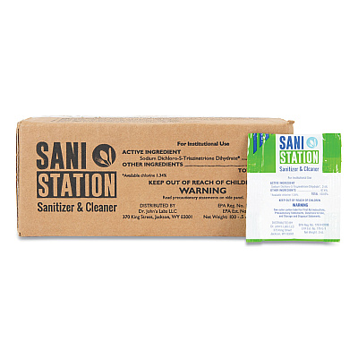 San Jamar Sani Station Sanitizer and Cleaner, 0.5 oz Packets, 100/Pack (SJMSANIS05100)