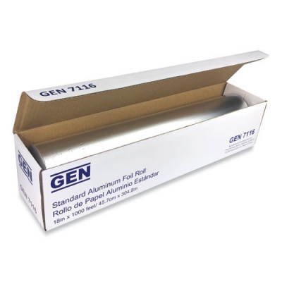 GEN Standard Aluminum Foil Roll, 18" x 1,000 ft, 4/Carton (7116CT)