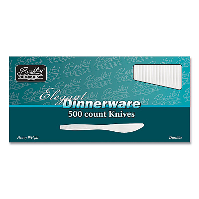Berkley Square Elegant Dinnerware Heavyweight Cutlery, Polystyrene, Knife, White, 500/Box (BSQ1071010)
