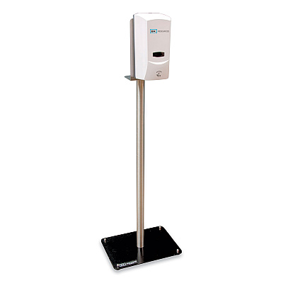 BK Resources Hand Sanitizer Stand with Hands Free Dispenser, 1,000 mL, 12 x 16 x 51, Silver/White/Black (BKEBKSSPC10D)