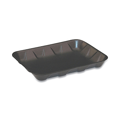 Pactiv Evergreen Supermarket Tray, #4D, 9.58 x 7.08 x 1.25,  Black, Foam, 400/Carton (PCT51P904D)