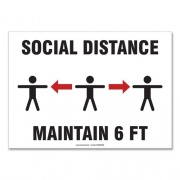 Accuform Social Distance Signs, Wall, 14 x 10, "Social Distance Maintain 6 ft", 3 Humans/Arrows, White, 10/Pack (MGNF546VPESP)