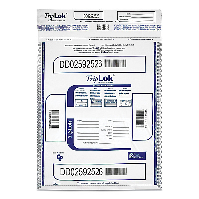 TripLOK Deposit Bag, Plastic, 12 x 16, White, 100/Pack (CNK585043)