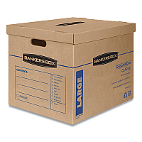 Bankers Box SmoothMove Classic Moving/Storage Boxes, Half Slotted Container (HSC), Large, 17" x 21" x 17", Brown/Blue, 5/Carton (FEL7718201)