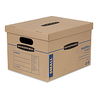 Bankers Box SmoothMove Classic Moving/Storage Boxes, Half Slotted Container (HSC), Small, 12" x 15" x 10", Brown/Blue, 15/Carton (FEL7714209)