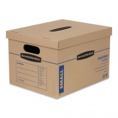 Bankers Box SmoothMove Classic Moving/Storage Boxes, Half Slotted Container (HSC), Small, 12" x 15" x 10", Brown/Blue, 15/Carton (7714209)