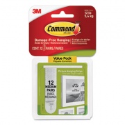 Command Picture Hanging Strips, Value Pack, Medium, Removable, Holds Up to 12 lbs, 0.75 x 2.75, White, 12 Pairs/Pack (1720412ES)