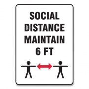 Accuform Social Distance Signs, Wall, 10 x 14, "Social Distance Maintain 6 ft", 2 Humans/Arrows, White, 10/Pack (MGNF549VPESP)