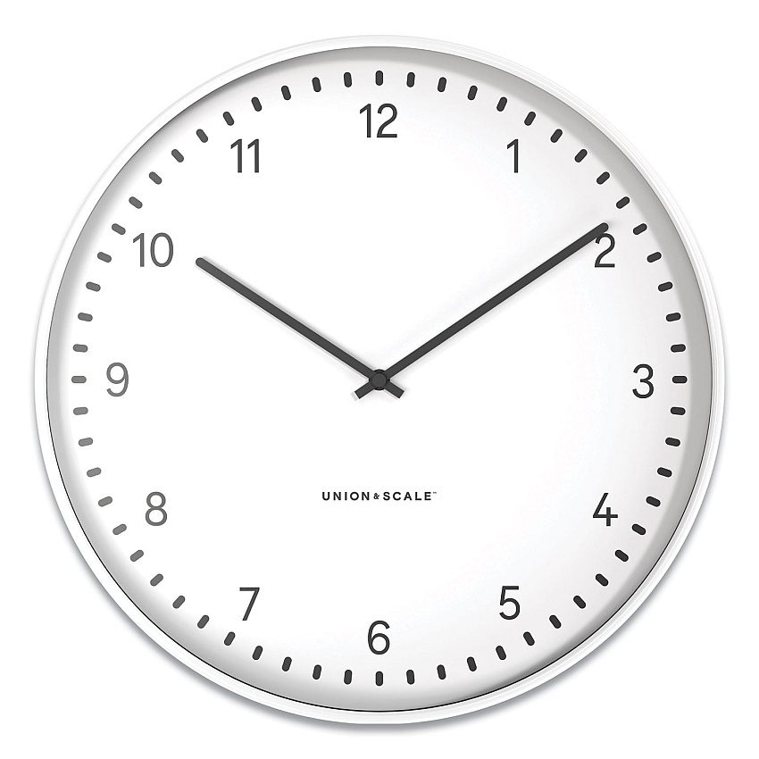 Union & Scale Essentials Contemporary Round Wall Clock, 15" Overall Diameter, White Case, 1 AA (sold separately) (UOS24411459)
