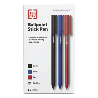 TRU RED Ballpoint Pen, Stick, Medium 1 mm, Assorted Ink and Barrel Colors, 60/Pack (TUD24377912)
