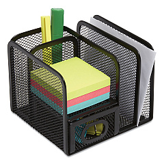 TRU RED Five Compartment Wire Mesh Accessory Holder, 5.9 x 6.29 x 5.11, Black (TUD24402461)