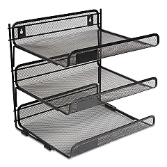 TRU RED Side-Load Open Design Wire Mesh Horizontal Document Organizer, 3 Sections, Letter-Size, 13.78 x 11.22 x 13.38, Matte Black (TUD24402462)
