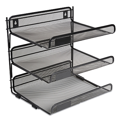 TRU RED Side-Load Open Design Wire Mesh Horizontal Document Organizer, 3 Sections, Letter-Size, 13.78 x 11.22 x 13.38, Matte Black (TUD24402462)