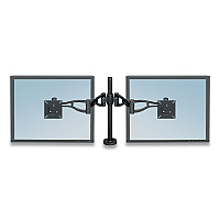 Fellowes Professional Series Depth Adjustable Dual Monitor Arm, 360 deg Rotation, 37 deg Tilt, 360 deg Pan, Black, Supports 24 lb (8041701)