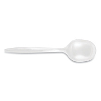 Berkley Square Mediumweight Polypropylene Cutlery, Soup Spoon, White, 1,000/Carton (BSQ1014000)