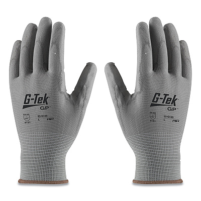G-Tek GP Polyurethane-Coated Nylon Gloves, Small, Gray, 12 Pairs (PID33G125S)