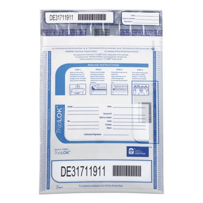 Control Papers TripLOK Series A Tamper-Evident Bags, 9 x 12, Clear, 100/Pack (585028)