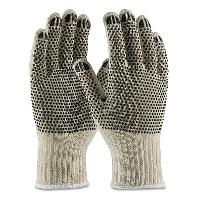 PIP PVC-Dotted Cotton/Polyester Work Gloves, Large, Gray/Black, 12 Pairs (PID36110PDDL)