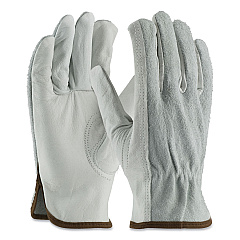 PIP Top-Grain Leather Drivers Gloves with Shoulder-Split Cowhide Leather Back, Large, Gray (PID68161SBL)