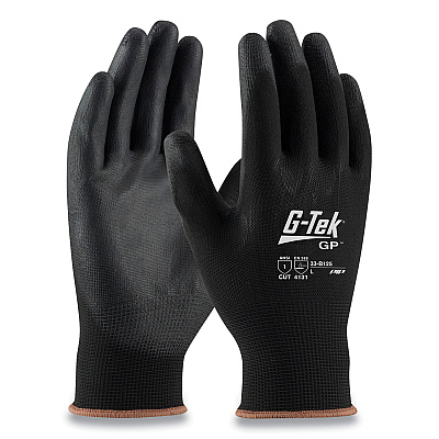 G-Tek GP Polyurethane-Coated Nylon Gloves, Medium, Black, 12 Pairs (PID33B125M)