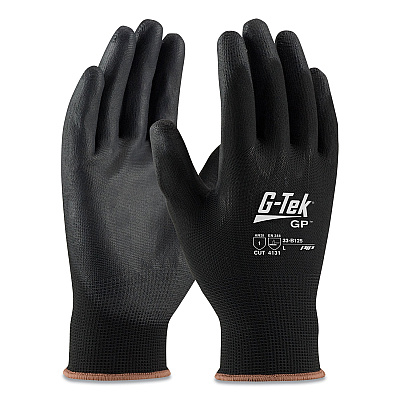 G-Tek GP Polyurethane-Coated Nylon Gloves, X-Large, Black, 12 Pairs (PID33B125XL)