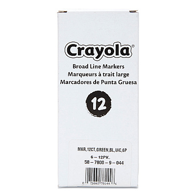 Crayola Broad Line Washable Markers, Broad Bullet Tip, Green, 12/Box (CYO587800044)