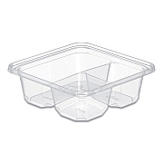 Dart TamperGuard Snack Boxes, 3-Compartment, 6.3 x 6.3 x 2.1, Clear, Plastic, 300/Carton (DCCSBTG3)
