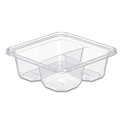 Dart TamperGuard Snack Boxes, 3-Compartment, 6.3 x 6.3 x 2.1, Clear, Plastic, 300/Carton (DCCSBTG3)