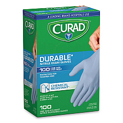 Curad Powder-Free Nitrile Exam Gloves, One Size, Blue, 100/Box (MIICUR4145R)