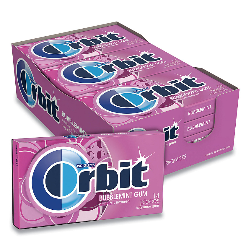Orbit Sugar-Free Chewing Gum, Bubblemint, 12/Box (WRIWMW21489)