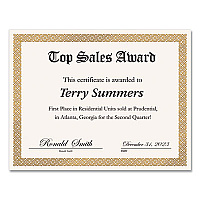 Great Papers Foil Border Certificates, 8.5 x 11, Ivory/Gold with Gold Braided Border, 15/Pack (GRP963006)