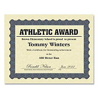 Great Papers Metallic Border Certificates, 11 x 8.5, Ivory/Blue with Blue Border, 100/Pack (GRP934400)