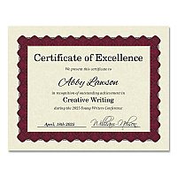 Great Papers Metallic Border Certificates, 11 x 8.5, Ivory/Red with Red Border, 100/Pack (GRP934100)