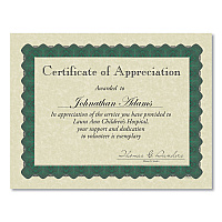 Great Papers Metallic Border Certificates, 11 x 8.5, Ivory/Green with Green Border, 100/Pack (GRP934200)