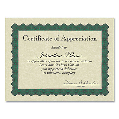 Great Papers Metallic Border Certificates, 11 x 8.5, Ivory/Green with Green Border, 100/Pack (GRP934200)