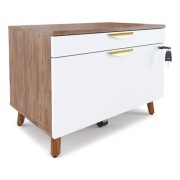 Union & Scale MidMod Lateral File Cabinet, 2-Drawers: Box/File, Legal/Letter, White/Espresso, 29.4" x 18.8" x 21.1" (56967)