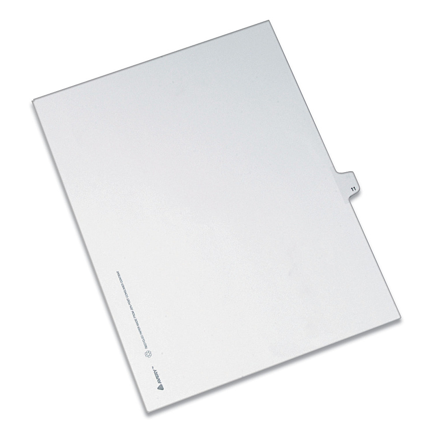 Avery Preprinted Legal Exhibit Side Tab Index Dividers, Allstate Style, 10-Tab, 11, 11 x 8.5, White, 25/Pack (AVE82209)