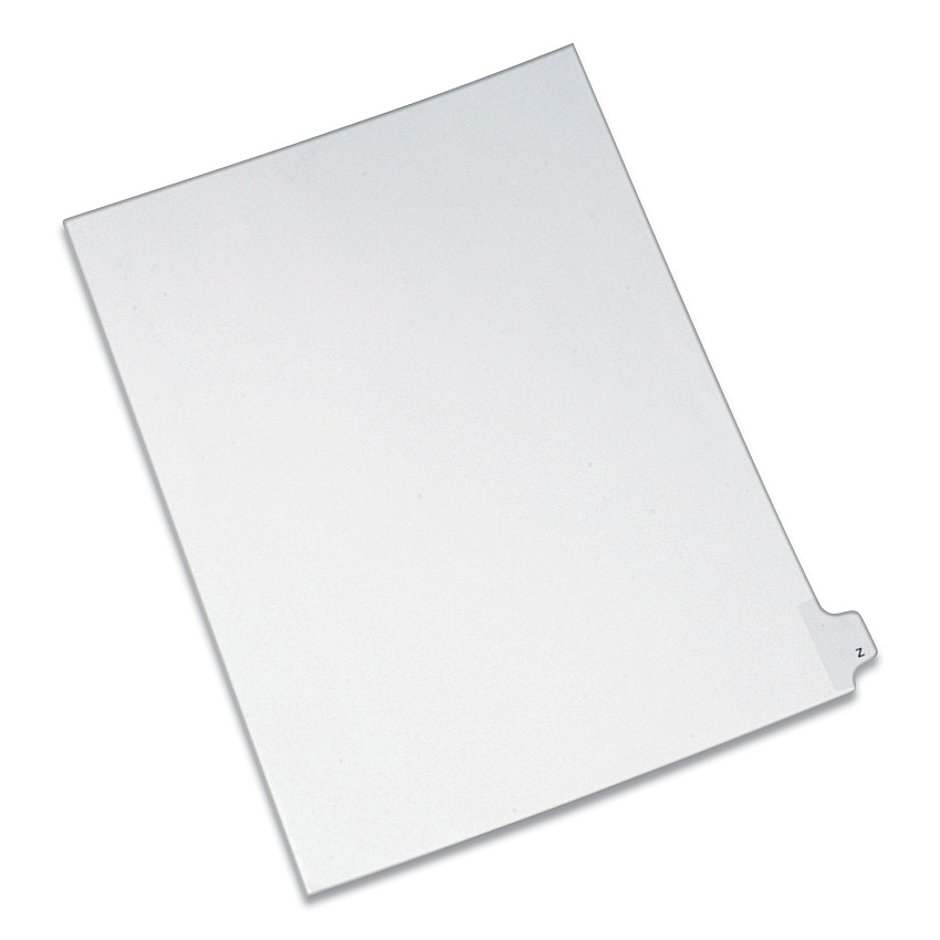 Avery Preprinted Legal Exhibit Side Tab Index Dividers, Allstate Style, 26-Tab, Z, 11 x 8.5, White, 25/Pack (AVE82188)