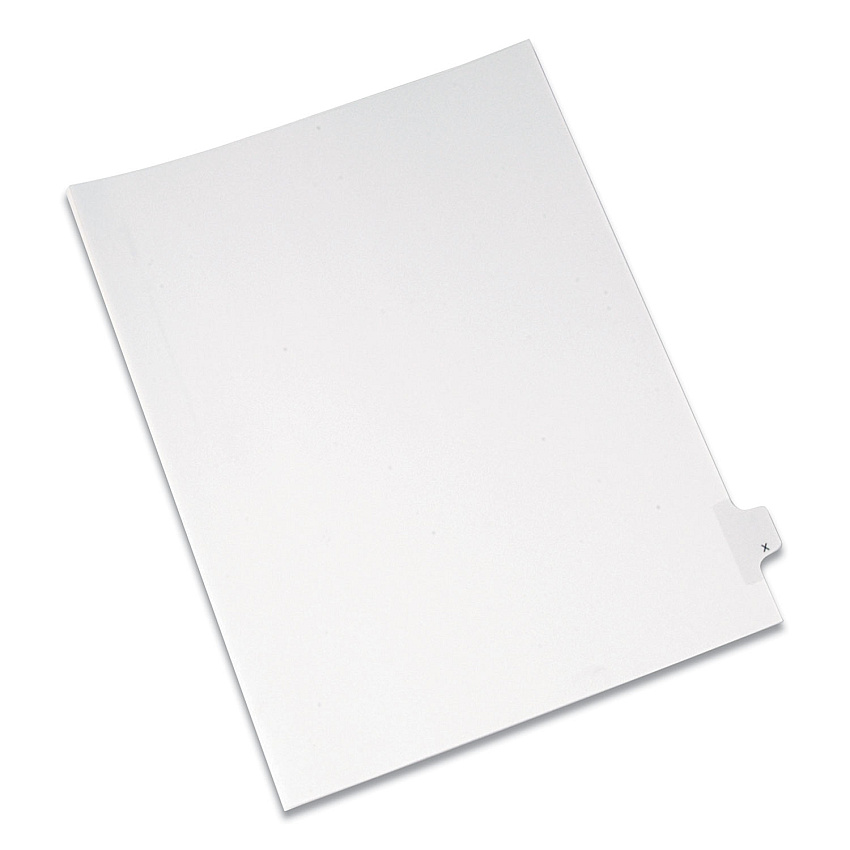 Avery Preprinted Legal Exhibit Side Tab Index Dividers, Allstate Style, 26-Tab, X, 11 x 8.5, White, 25/Pack (AVE82186)