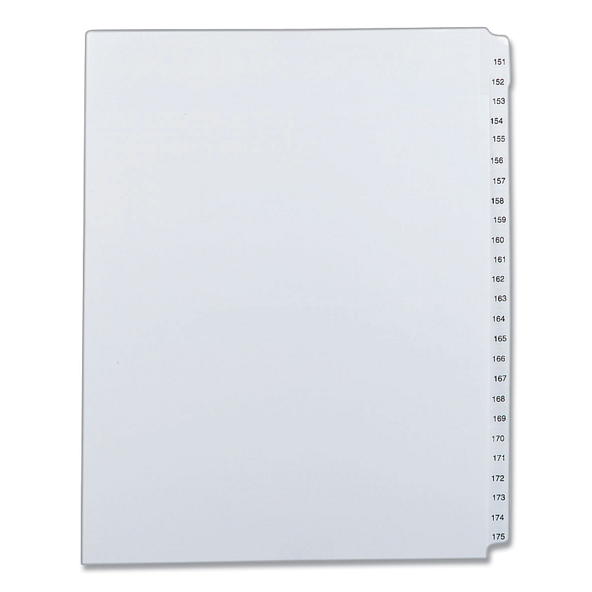 Avery Preprinted Legal Exhibit Side Tab Index Dividers, Allstate Style, 25-Tab, 151 to 175, 11 x 8.5, White, 1 Set (AVE82189)