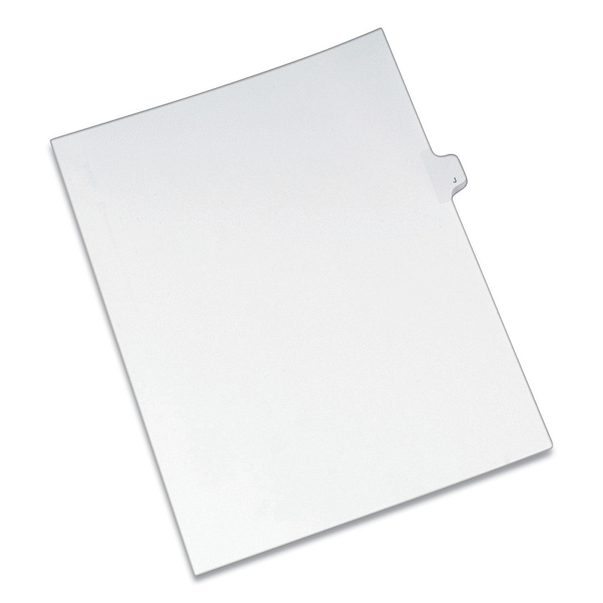 Avery Preprinted Legal Exhibit Side Tab Index Dividers, Allstate Style, 26-Tab, J, 11 x 8.5, White, 25/Pack (AVE82172)