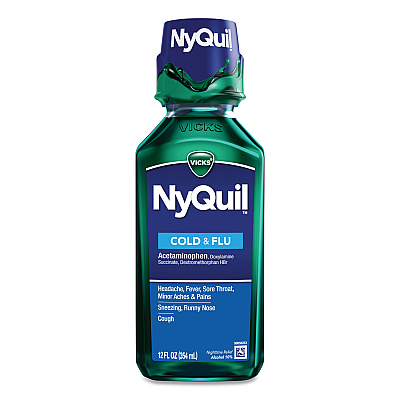 Vicks NyQuil Cold and Flu Nighttime Liquid, 12 oz Bottle, 12/Carton (PGC01426)