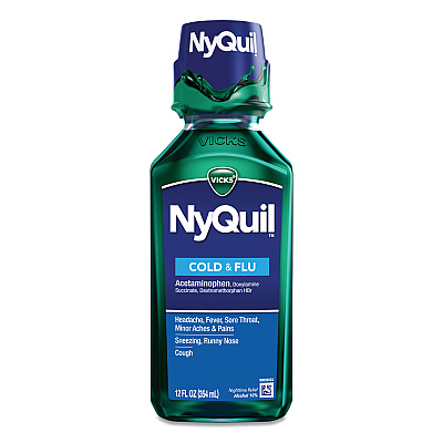 Vicks NyQuil Cold and Flu Nighttime Liquid, 12 oz Bottle (PGC01426EA)