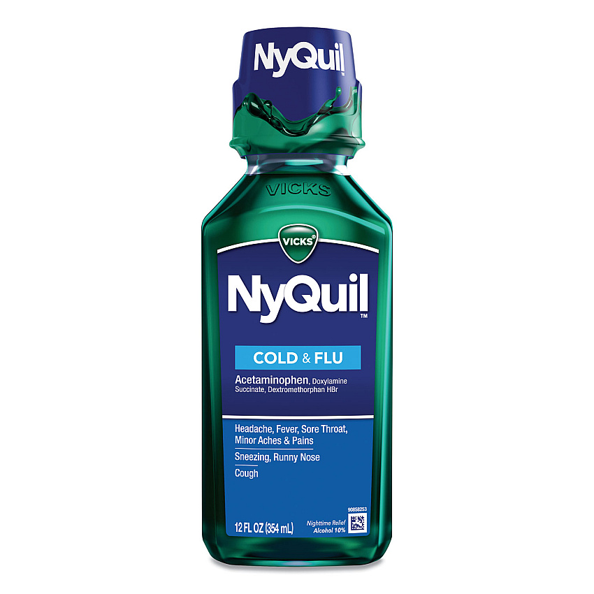 Vicks NyQuil Cold and Flu Nighttime Liquid, 12 oz Bottle (PGC01426EA)