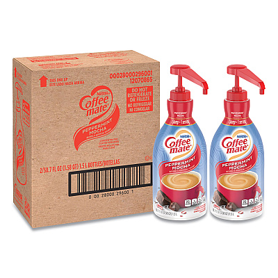 Coffee-mate Liquid Creamer Pump Bottle, Peppermint Mocha, 1.5 L, 2/Carton (NES29600CT)